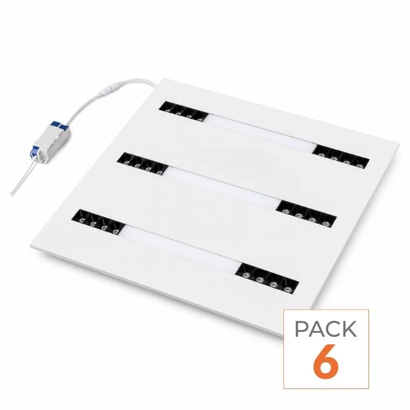 Panneau LED Grille 3 Lignes Modulaire 60x60 40W Blanc - Pack de 6
