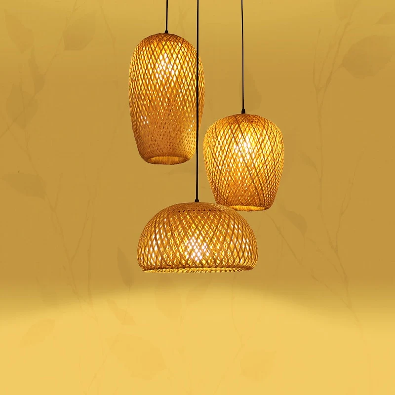 LAMPE SUSPENDUE EN FIL DE BAMBOU