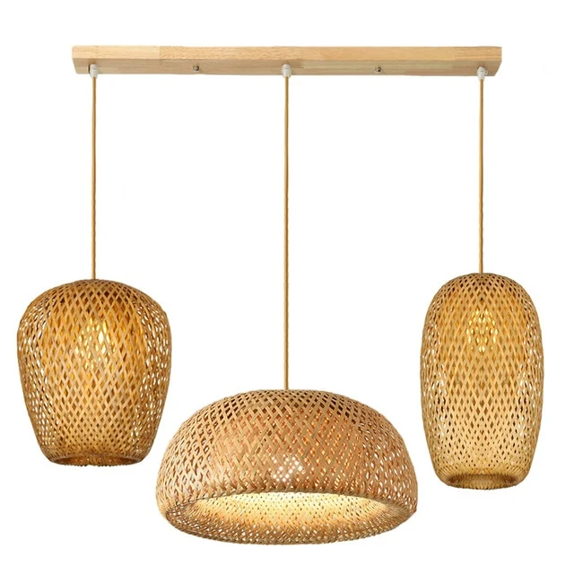 LAMPE SUSPENDUE EN FIL DE BAMBOU