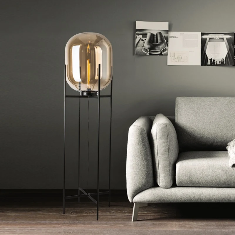 LAMPADAIRE EN VERRE FUMÉ