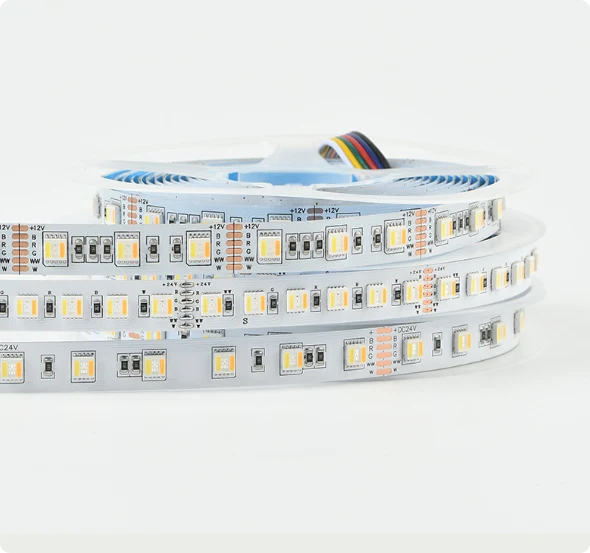 12MM Wide RGBCCT LED Strip Light - DC12V / 24V | 5-In-1 SMD5050-60 LEDs/M | IP00 / IP65 / IP67 | for Mirror, Kitchen Cabinet, Bedroom | 5/50M