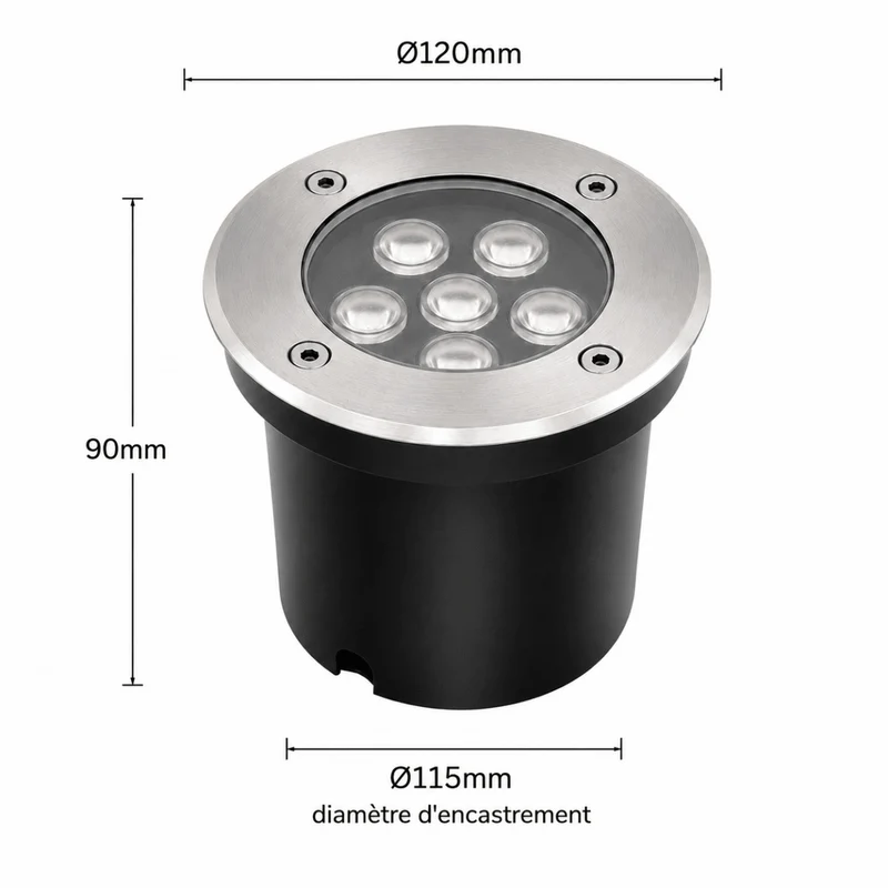 Spot LED Extérieur Encastrable IP67 24V Sol 6W 45°