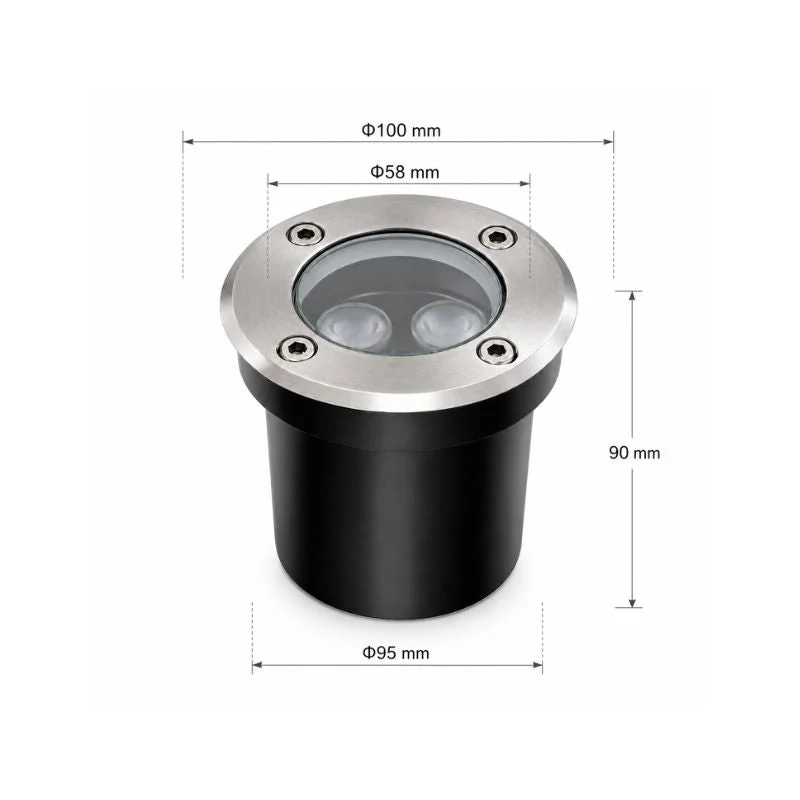 Spot LED Extérieur Encastrable IP67 24V Sol 3W 45°