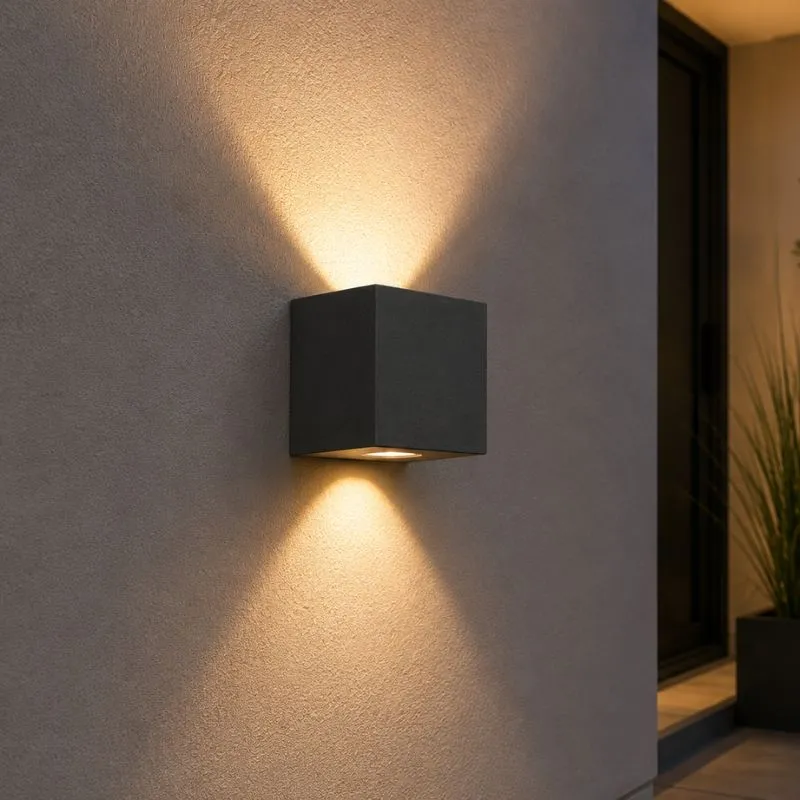 Applique Murale Graphite Grise 12W Double Faisceau IP65 Cube