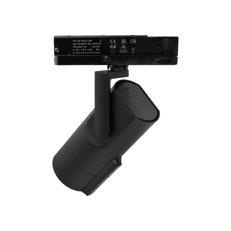 Spot LED sur Rail Triphasé Intelligent IA 35W CCT 24° Noir