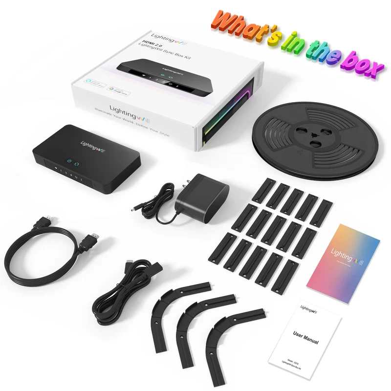 LightingWill CST2 HDMI 2.0 Sync Box TV Backlight Kit - 9.8FT / 12.5FT / 16.4Ft Smart RGBIC LED Lights Sync with TV | Supports 4K@60Hz | Sync to Movies, Games | Compatible with PS5/Xbox/PC