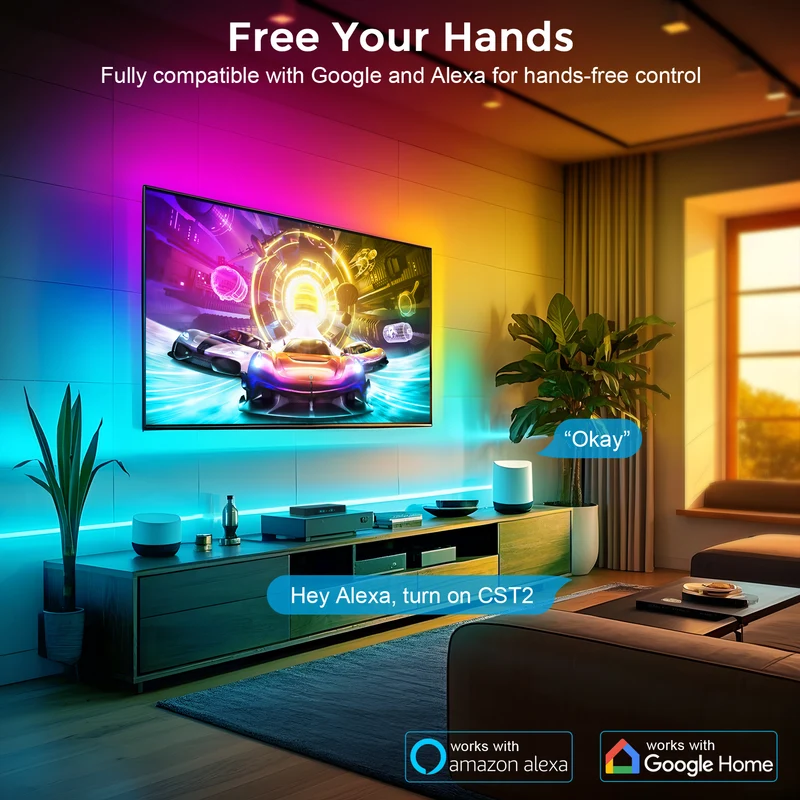 LightingWill CST2 HDMI 2.0 Sync Box TV Backlight Kit - 9.8FT / 12.5FT / 16.4Ft Smart RGBIC LED Lights Sync with TV | Supports 4K@60Hz | Sync to Movies, Games | Compatible with PS5/Xbox/PC