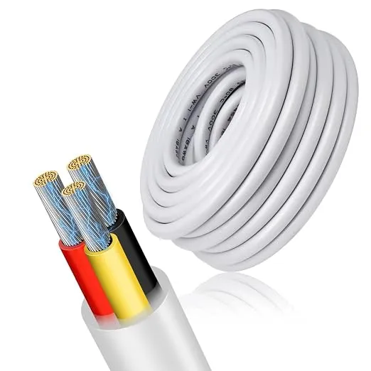 20 AWG Electrical Cable, 2/3/4/5 Conductor Stranded Tinned Copper Wire, Black/White PVC Sheathed Flexible Extension Cord for DIY Wiring, 10/20/50m (33ft–165ft) Options