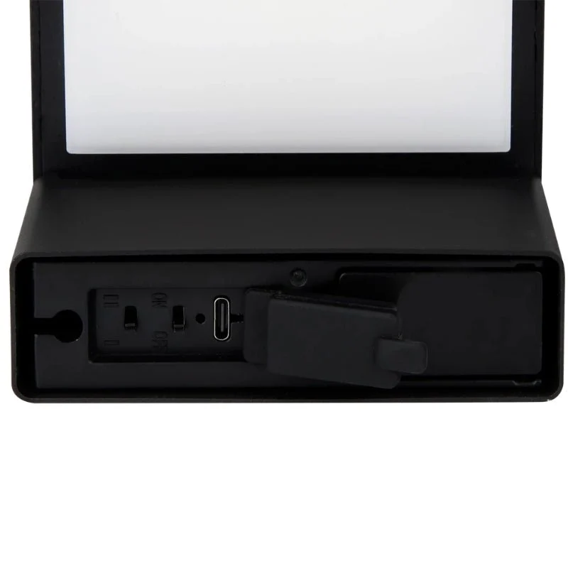 Applique Murale Solaire 220lm USB-C Carré IP54 Noir