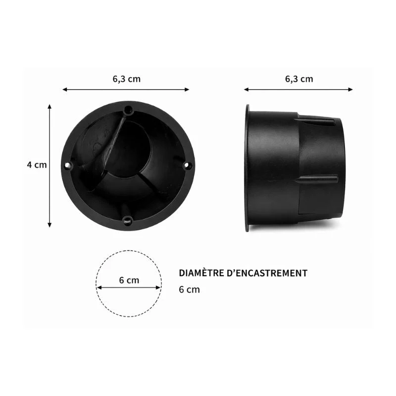 Boîte d'Encastrement 60mm Profondeur - Noir