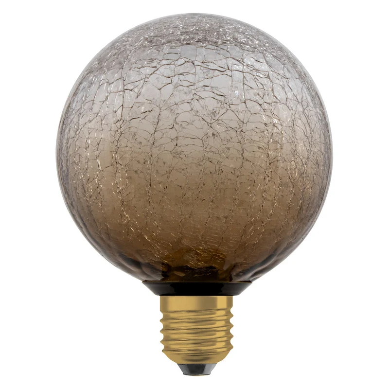 LAMPE LED DÉCORATIVE EN VERRE FISSURÉ RONDE MARRON