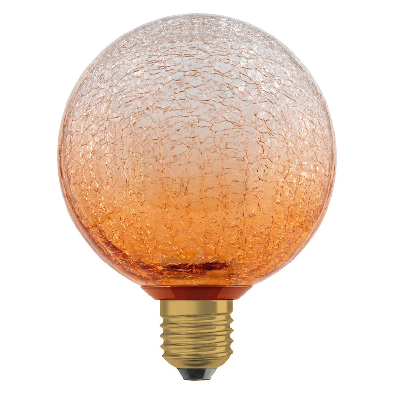LAMPE LED DÉCORATIVE EN VERRE FISSURÉ RONDE ORANGE