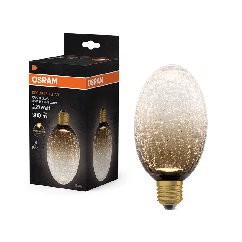 LAMPE LED DÉCORATIVE EN VERRE FISSURÉ LONGUE MARRON