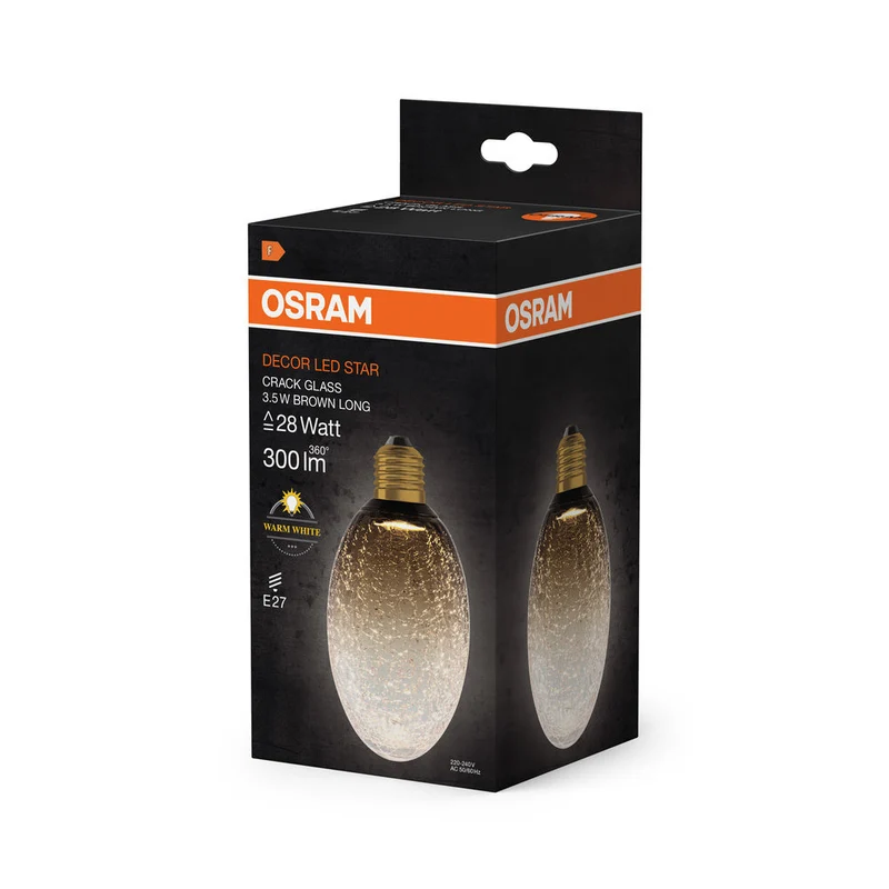 LAMPE LED DÉCORATIVE EN VERRE FISSURÉ LONGUE MARRON