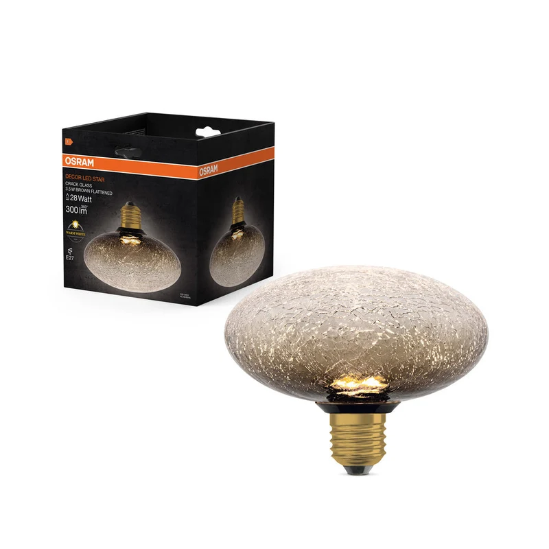 LAMPE LED DÉCORATIVE EN VERRE FISSURÉ VERRE FISSURÉ APLATI MARRON