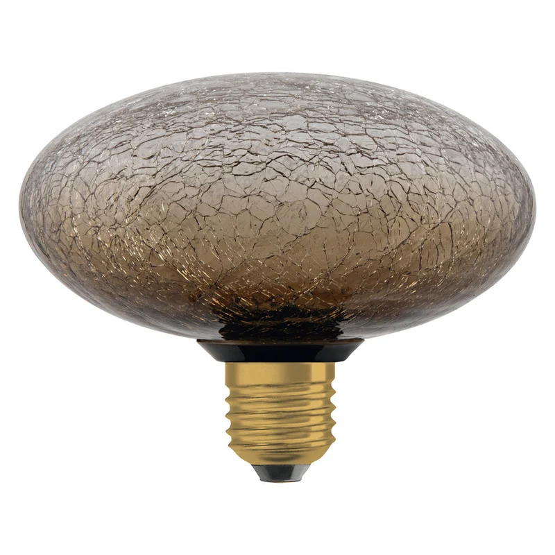 LAMPE LED DÉCORATIVE EN VERRE FISSURÉ VERRE FISSURÉ APLATI MARRON