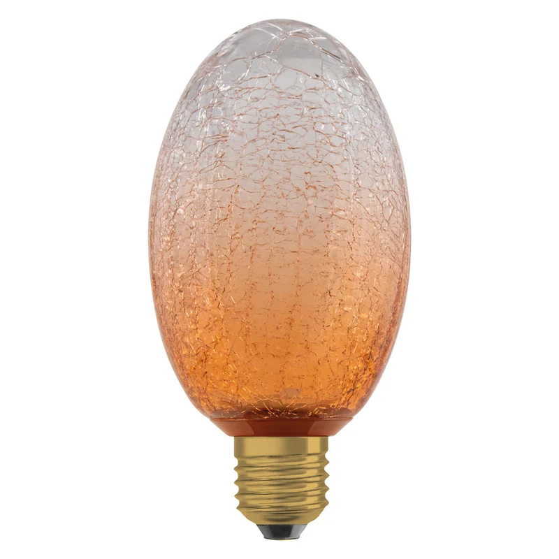 LAMPE LED DÉCORATIVE EN VERRE FISSURÉ LONGUE ORANGE
