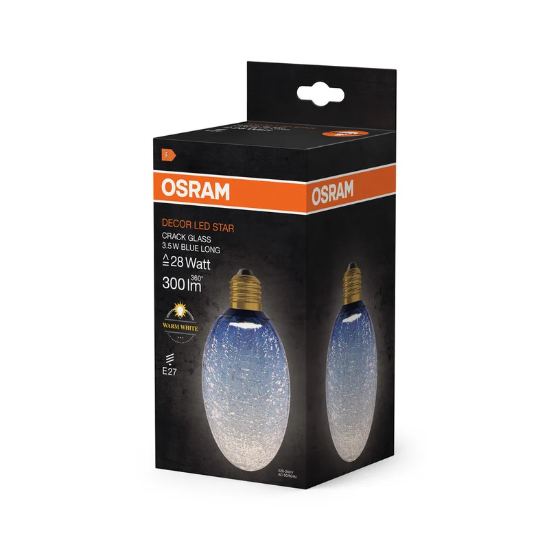 LAMPE LED DÉCORATIVE EN VERRE FISSURÉ LONGUE BLEUE