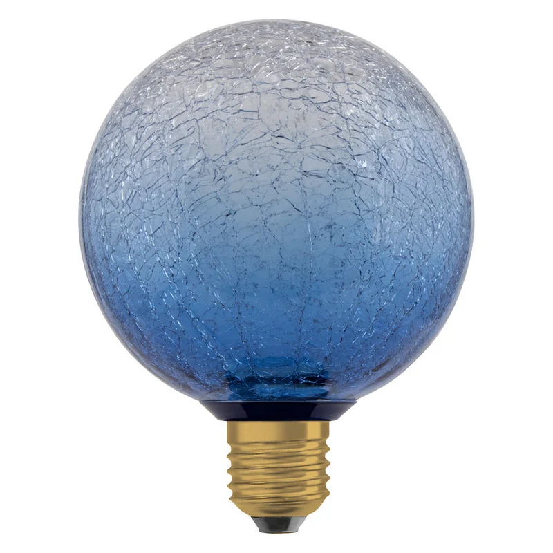 LAMPE LED DÉCORATIVE EN VERRE FISSURÉ RONDE BLEUE