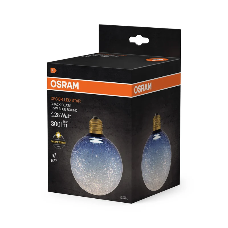 LAMPE LED DÉCORATIVE EN VERRE FISSURÉ RONDE BLEUE