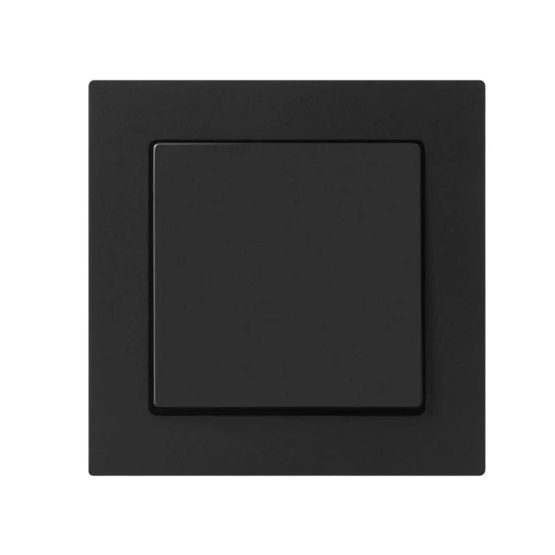 Interrupteur Va-et-Vient Simple Encastré 10A 250V + Plaque de Finition Simple - Noir