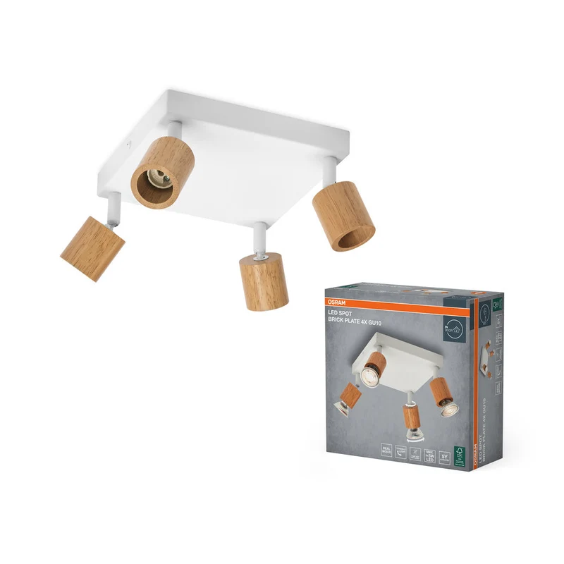 OSRAM LED Spot Brick lampe à poser 4xGU10 Blanc et bois