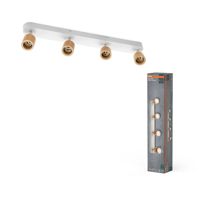 OSRAM LED Spot Brick lampe à poser 4xGU10 Blanc et bois