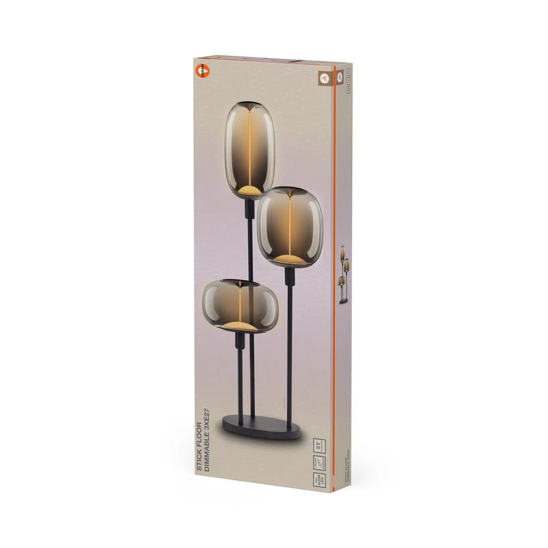 OSRAM DECOR Stick lampe sur pied DIM 3xE27 Gris foncé sans ampoules