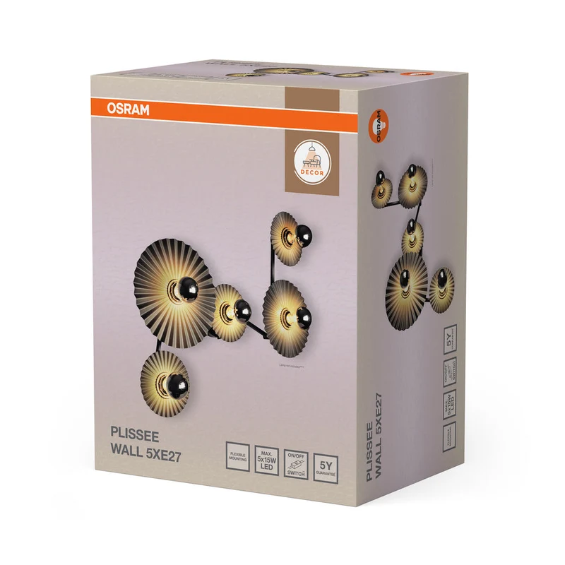 OSRAM DECOR Plisse Applique murale 5xE27 Gris foncé