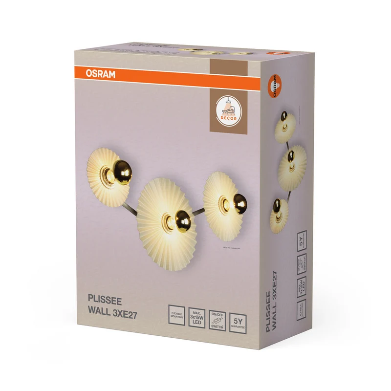 OSRAM DECOR Plisse Applique murale 3xE27 Beige