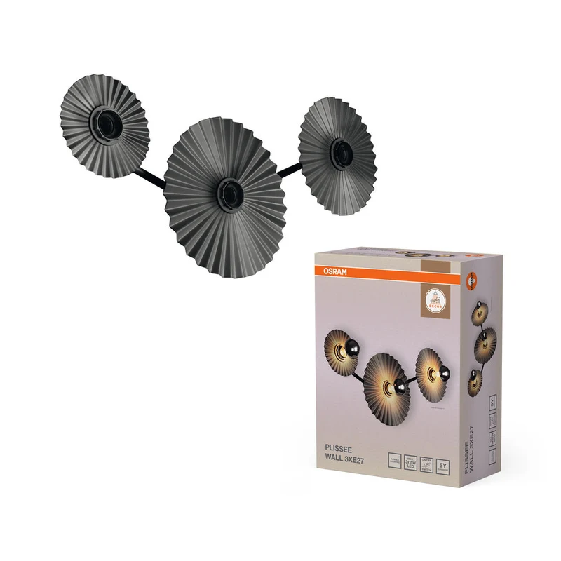 OSRAM DECOR Plisse Applique murale 3xE27 Gris foncé