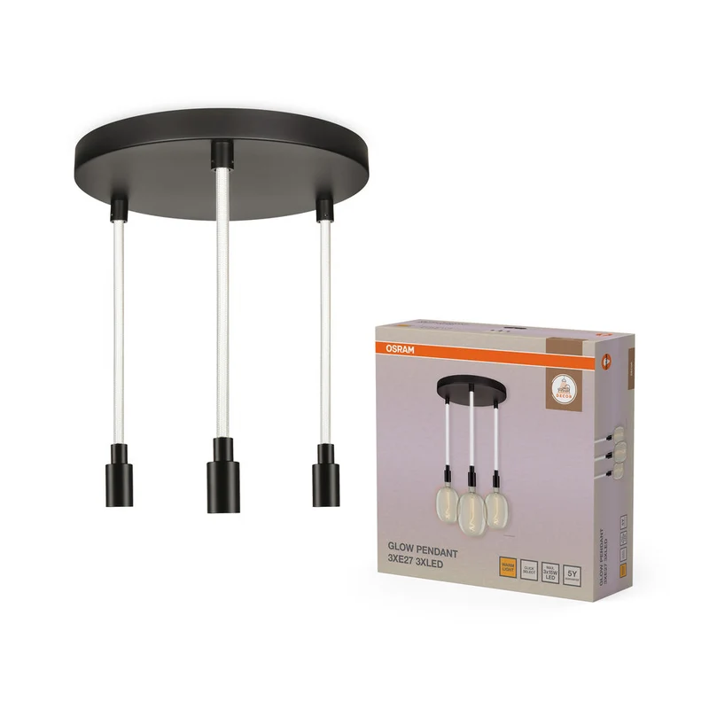 OSRAM DECOR Glow Suspension Plate, câble éclairé, 3xE27 LED Select