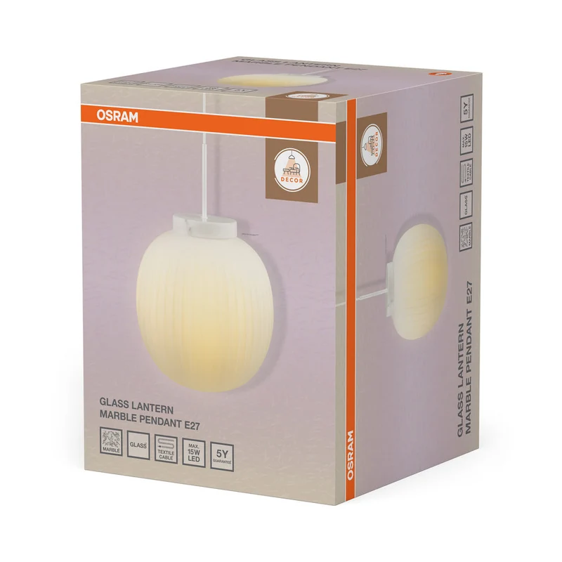 OSRAM DECOR Glass Lantern Marble Suspension E27