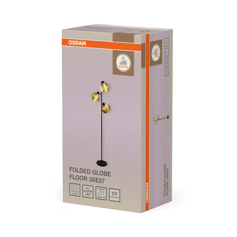 OSRAM DECOR Folded Globe Lampadaire 3xE27 Or