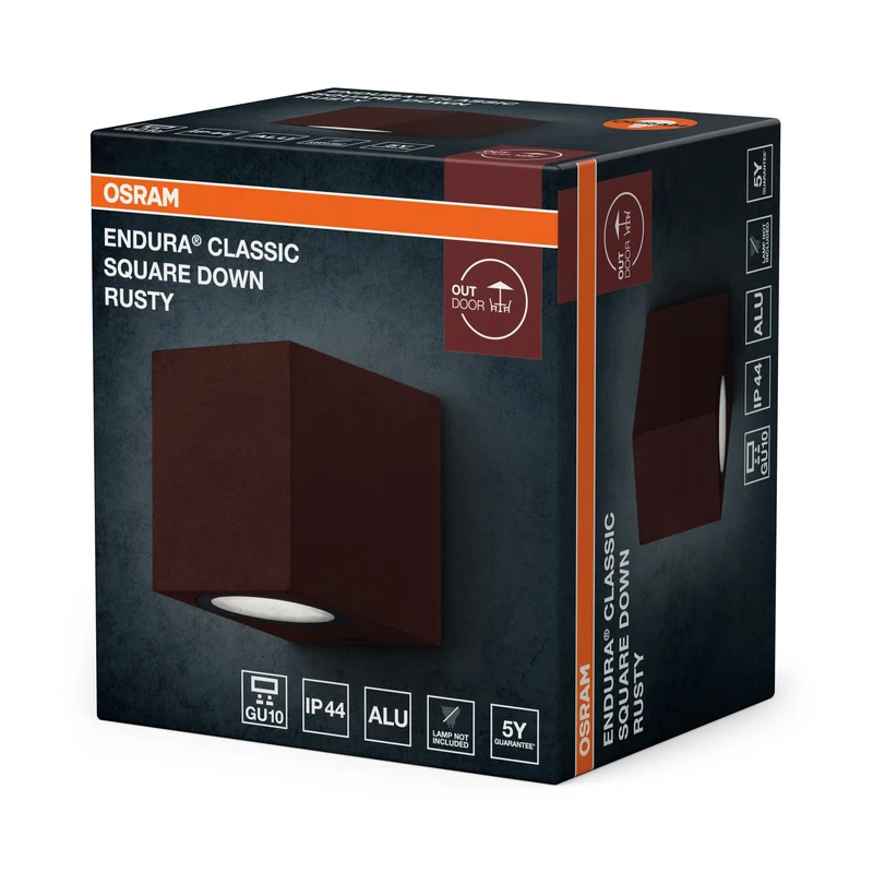 OSRAM ENDURA® Classic Square Down Applique murale extérieure Rouille