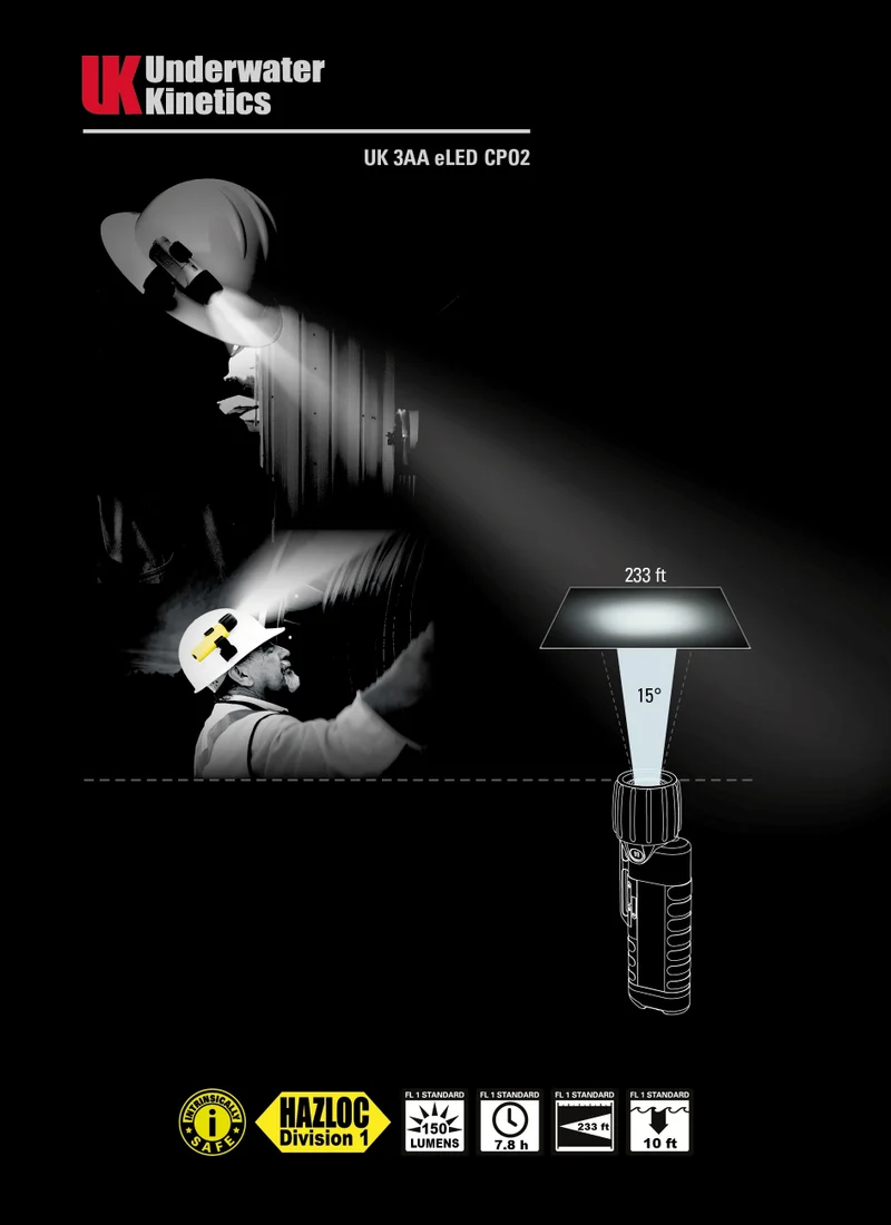 UK 3AA eLED CPO - Lampe de poche à sécurité intrinsèque