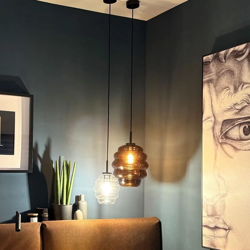 s.luce Echos Glas-Hängelampe Aufhängung 150cm Weiß