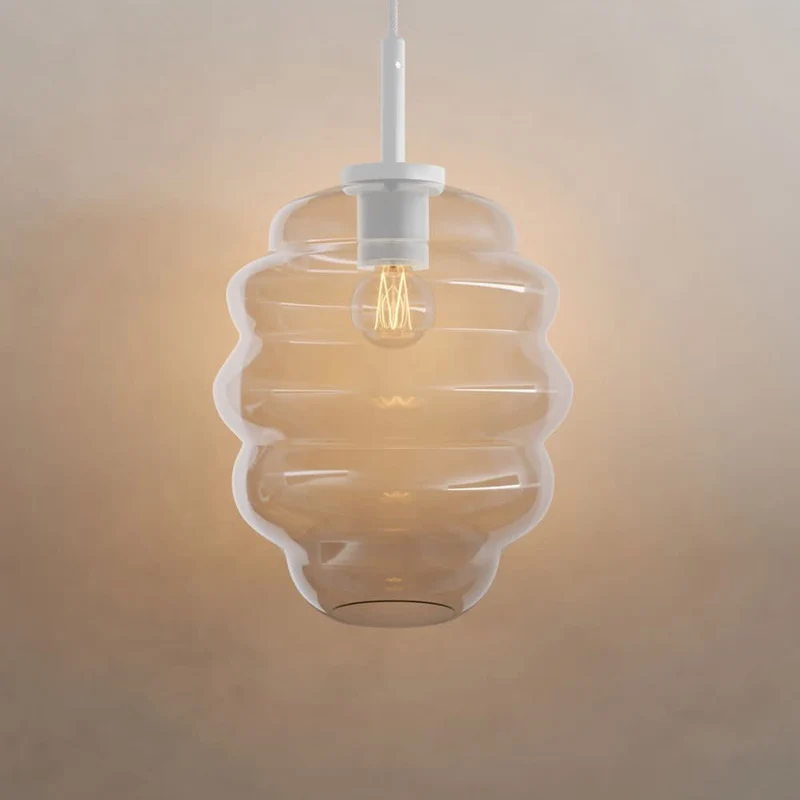 s.luce Echos Glas-Hängelampe Aufhängung 150cm Weiß