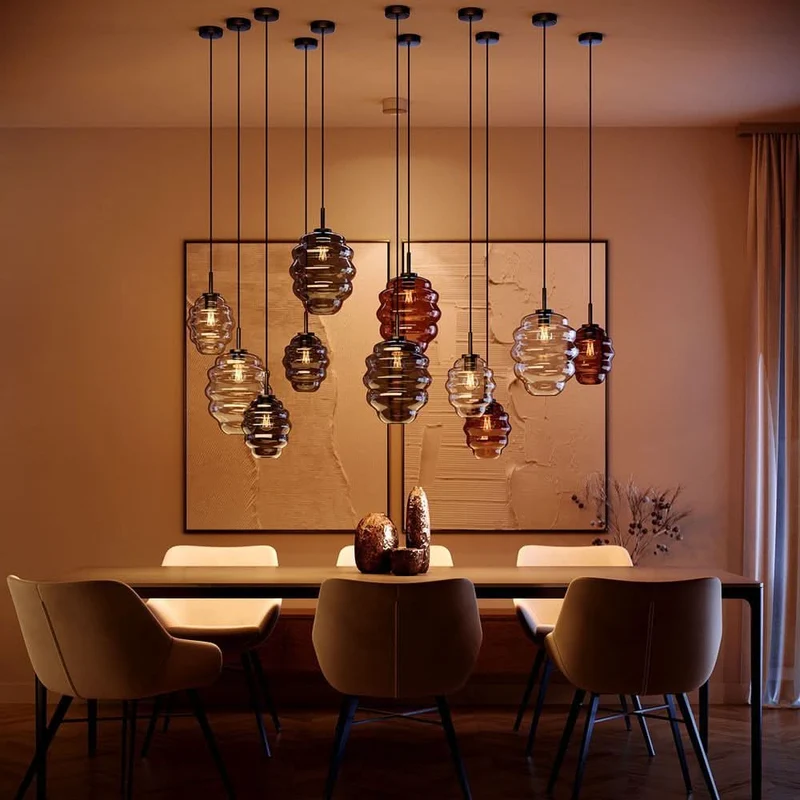 s.luce Echos Glas-Hängelampe Aufhängung 150cm Weiß