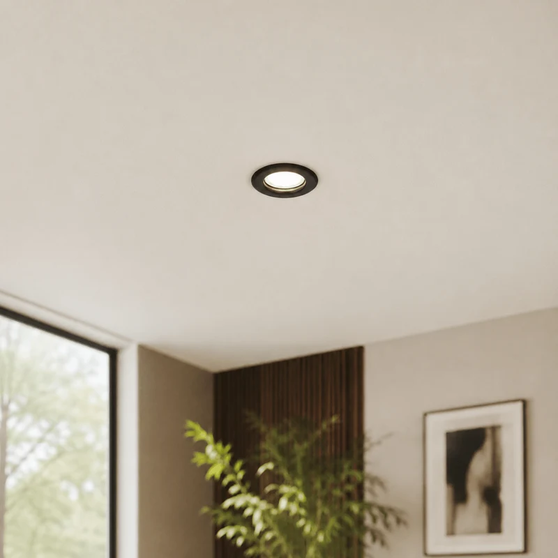 Support Spot GU10/MR16 Encastrable Rond Acier Noir