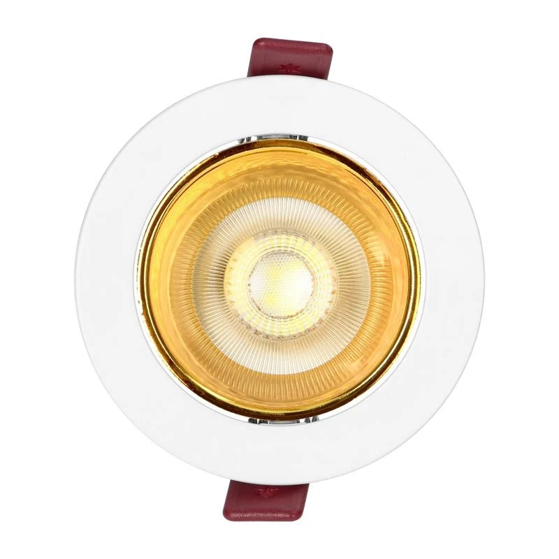 Support Spot GU10/MR16 Encastrable Rond Orientable Aluminium Blanc et Or