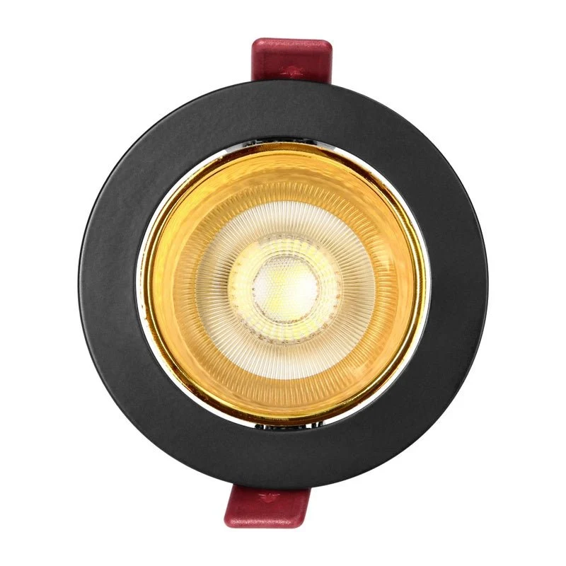 Support Spot GU10/MR16 Encastrable Rond Orientable Aluminium Noir et Or