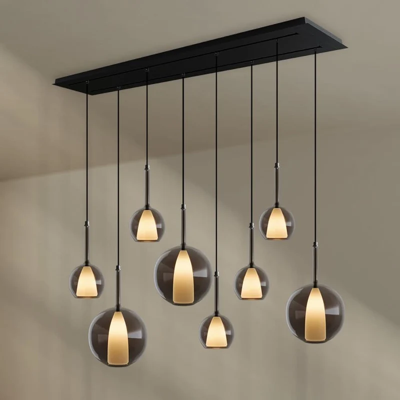 s.luce Belluna Esstisch-Pendelleuchte 8-flammig 160cm 2-reihig