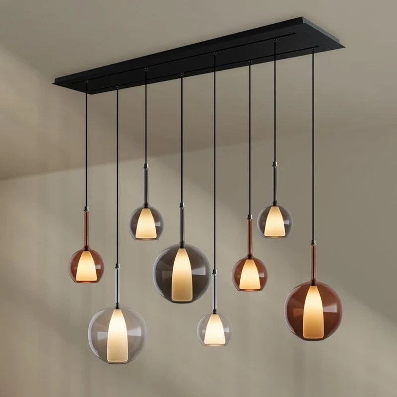 s.luce Belluna Esstisch-Pendelleuchte 8-flammig 160cm 2-reihig