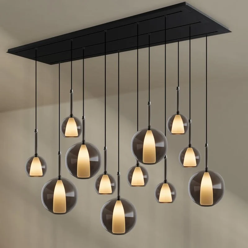 s.luce Belluna Esstischlampe 12-flammig 200cm 3-reihig