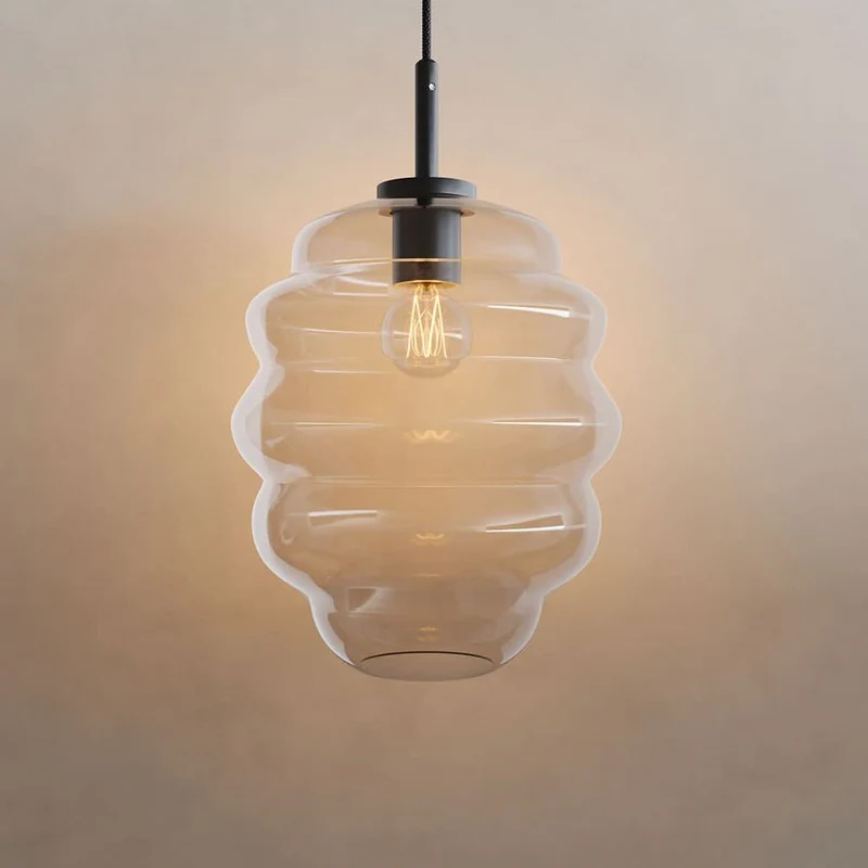 s.luce Echos Glas-Hängelampe Aufhängung 150cm Schwarz