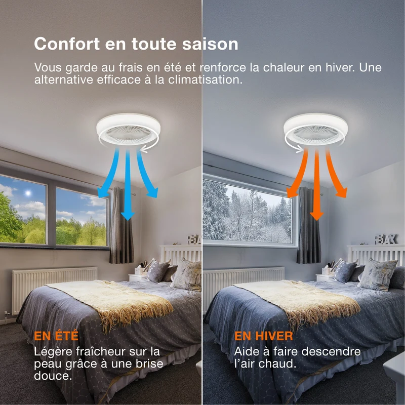 Ventilateur de plafond LED OSRAM Bayamo, blanc, 58 W, 590 mm, commande RGB