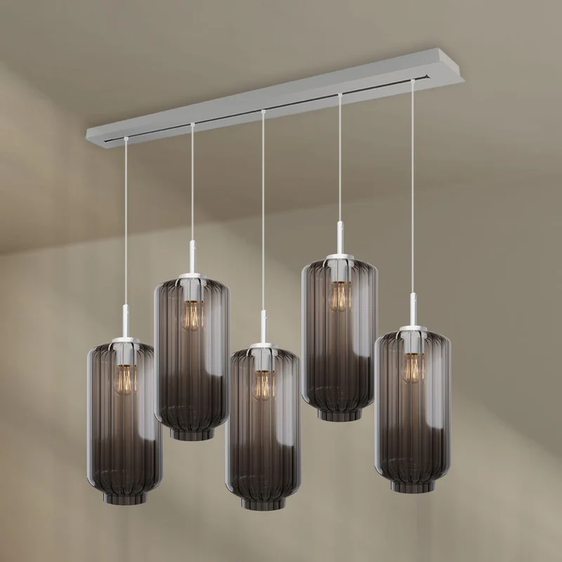 s.luce Velo Esstischleuchte 5-flammig 160cm Baldachin Ø 18cm
