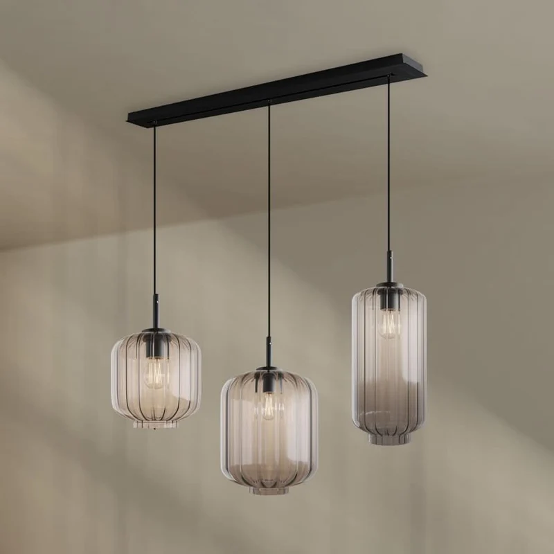 s.luce Velo Esstisch-Hängelampe 3-flammig 120cm Ø 18/20/25cm