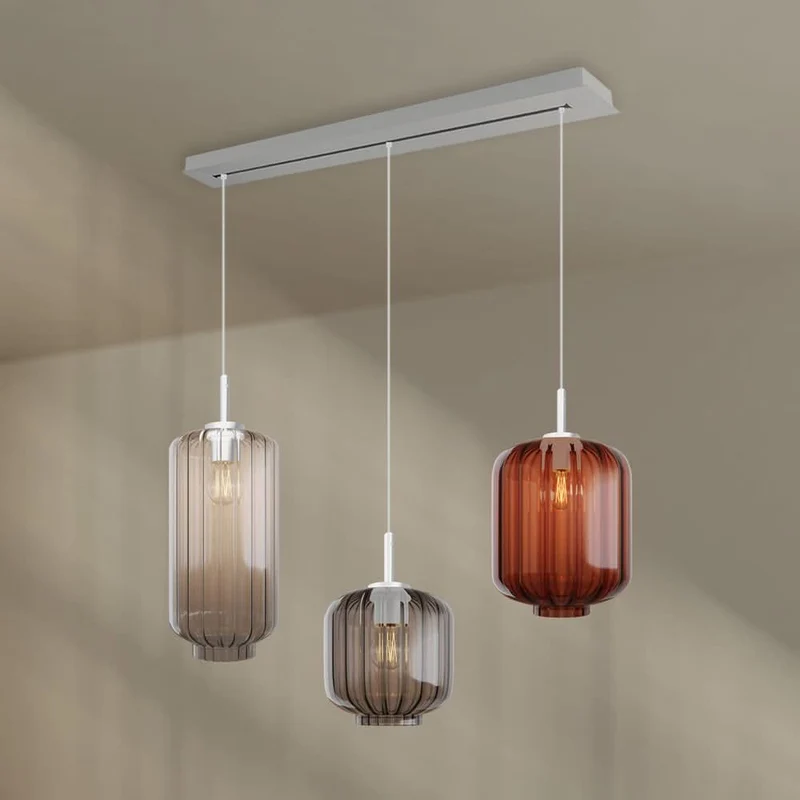s.luce Velo Esstisch-Hängelampe 3-flammig 120cm Ø 18/20/25cm